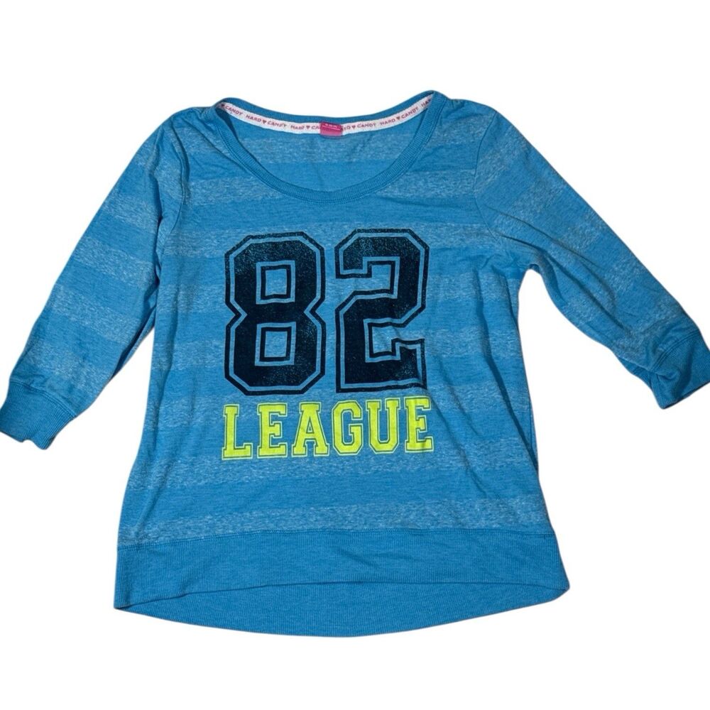 Hard Candy Juniors Turquoise Blue Numbered Jersey Top Sz XL 15-17